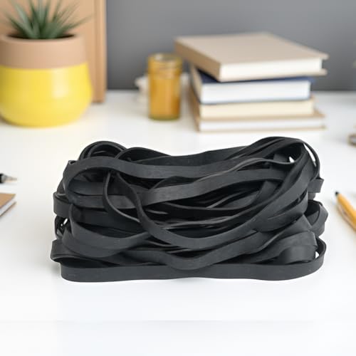 AOUOU Gummibänder, groß, schwarz, 25 Stück, 200 mm x 10 mm, elastische Bänder breit, 5 mm, Gummiband, für Mülleimer, Bürobedarf, Ordner, Katzentoilette