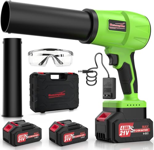 Brushless Leaf Blower Cordless, 980,000RPM, with 2 Batteries and Charger, Adjustable Speed, Lightweight, Handheld Electric Turbo Jet Blower Portable for Patio Cleaning, Lawn Care, Yard, Leaves, Dust