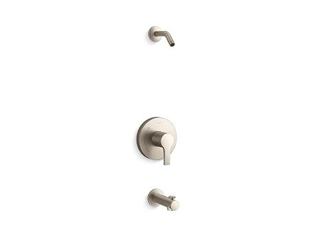 KOHLER TLS35322-4-BN, Elate Rite-Temp Bath and Shower Trim Kit with Push-Button Diverter, Vibrant Brushed Nickel, Stylish Bathroom Accessory, Corrosion-Resistant (Without Showerhead)