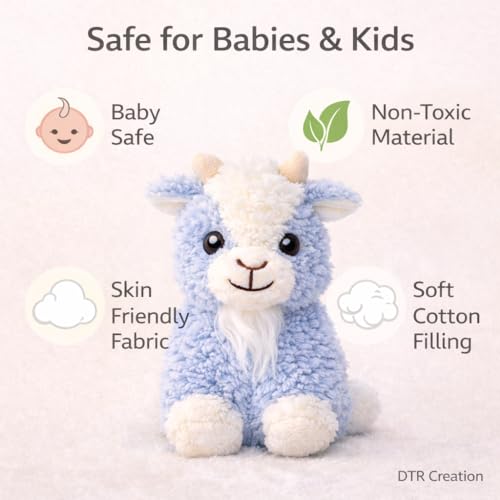 Image of Sheep Soft Toy for Kids | Cute Plush Stuffed Animal for Baby Boys & Girls | Ultra Soft Hugging Toy | Birthday Gift for Kids | Home Decor Plush Toy | Blue & Cream | 30 cm