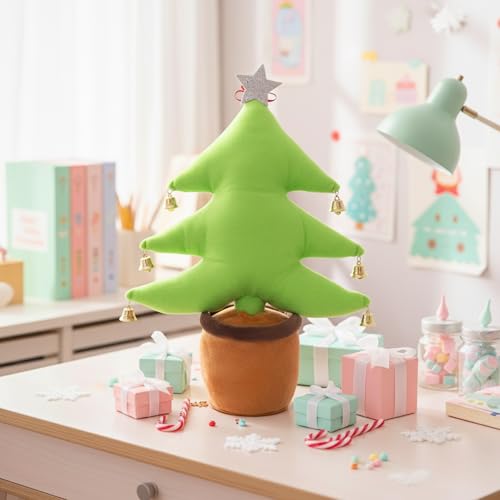 Image of Tickles Merry Christmas Santa Claus X-MAS Soft Stuffed Plush Tree for Kids Christmas Birthday Gift (Color: Green ; Size: 40 cm)
