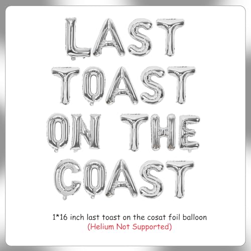 Image of Last Toast On The Coast Bachelorette Party Decor Sliver Last Toast On the Coast Balloon Banner Diamond Ring Champagne Balloon Beach Bachelorette Decor for Nautical Coastal Summer Pool Party