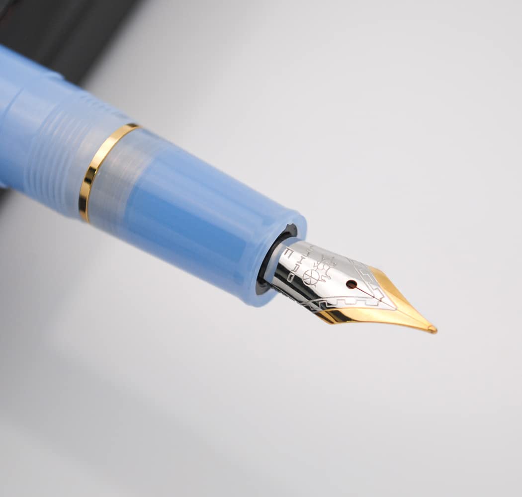 JINHAO 82 Celluloid Fountain Pen Acrylic Ink Pen with Ink Converter (Fine Nib, Gold Clip-Transparent Light Blue) - Image 2