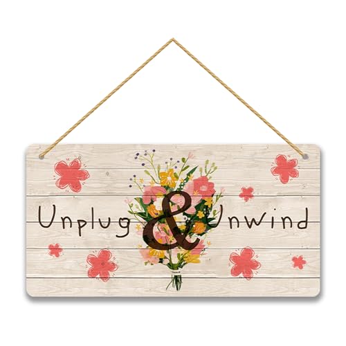Unplug and Unwind Sign - Modern Relaxing Wood Sign for