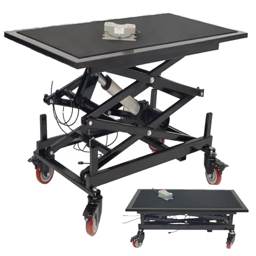 Mesa elevadora de tijera eléctrica, plataforma de elevación ajustable en altura, mesa de elevación hidráulica, capacidad de carga de 390 libras para manejo de materiales, 90 x 55 cm