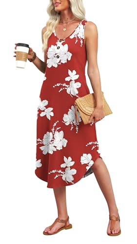 Image of WIHOLL Summer Dresses for Women 2026 Button Front Sleeveless Casual Midi Dress Beach Vacation Sundresses with Pockets