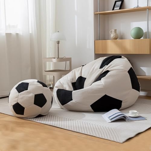 Bezug for Fußball-Sitzsäcke (Füllstoff nicht im Lieferumfang enthalten), Chenille-Sitzsäcke for Kinder und Erwachsene, Fußball-Sitzsäcke for Organisieren von Plüschspielzeug for Mädchen und Jungen, un