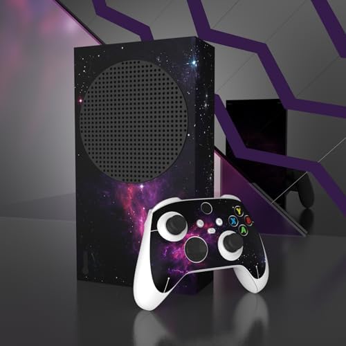 PlayVital Purple Nebula Custom Vinyl Skins for Xbox Series S, Wrap Decal Cover Stickers for Xbox Series S Console Controller - 4
