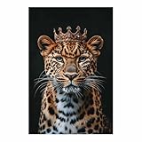 BOHUO Moderno Animal Quadros Decoração Sala Lienzos Leopardo Abstractas Cuadro De Arte De Pared Para Sala De Estar Carteles E Impresiones（Negro 29-60x90cm Sin marco