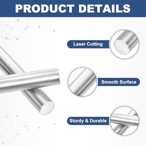 QUARKZMAN 2 Stück 100mm Lange Rundstahl 9mm Durchmesser, SKD11 Stahl Stangen Massiv Metall Stabstahl Runde Metallstange zum Basteln Haus Garten Modellbau Maschinenbau Industrial Werkstatt