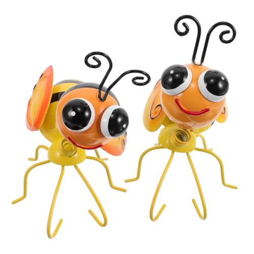 Toyvian 2 piezas Decoración de Jardín Colgante Esculturas de Abejas Metálicas Adornos de Pared para Exteriores de Jardín Hierro con Detalles para Césped y Patio