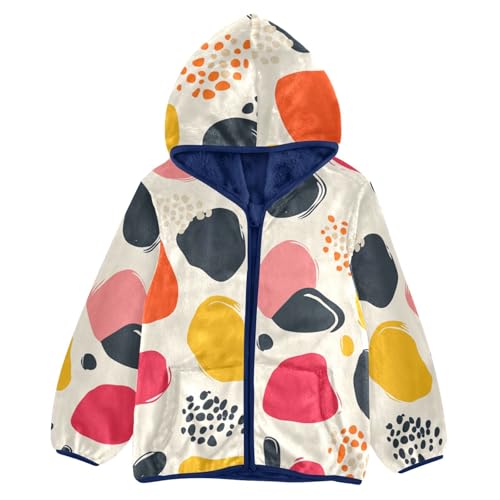 Colorful Shape Girls Fleece Jacket Girls Fall Jacket Girls Zip Up Hoodie Girls Sherpa Jacket 2-10T