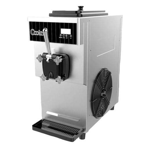 CVS Single Head Commercial Ice Cream Machine 2000W Stainless Steel Soft Serve Ice Cream Maker with 9L Hopper and 1.9L Freezing Tank, 26L/H Output, LED Screen, Automatic