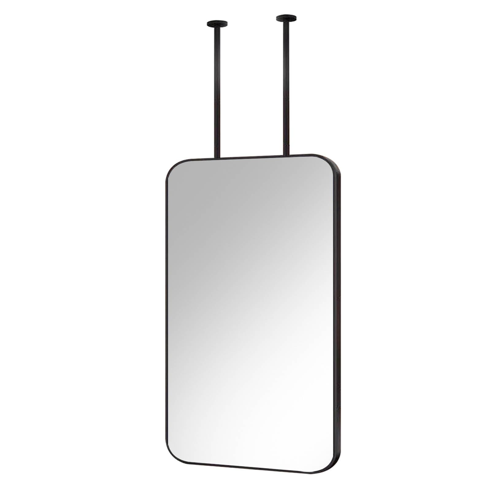 SXFSDOU Rectangle Mirror for Ceiling Hanging Rod with Ceiling-Mounted Boom Bathroom Bedroom Living Room Cloakroom - Save Space(50cmx70cm)