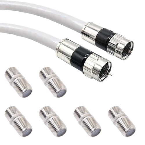 SQRUIHAO Coaxial Cable Connector, RG6 Coax Cable Extender F-Type Gold Plated Adapter Female to Female for TV Video, Antenna, Cable Modem, Coaxial Splitter, VCR (Silver-6pack)
