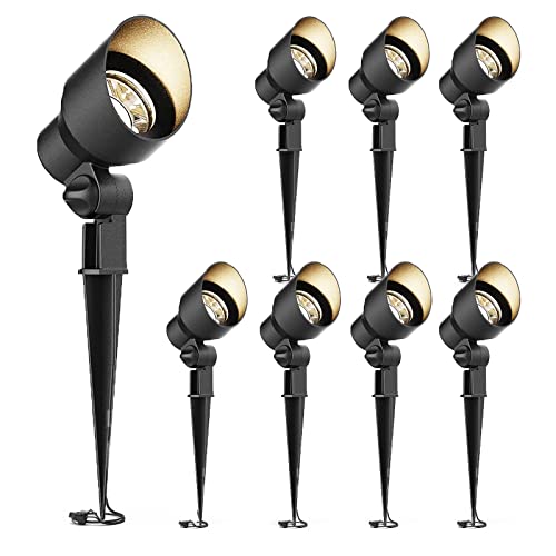 Goodsmann Landscape Lighting Low Voltage Spotlights Landscape Lights 20W Halogen 145 Lumen Flood Lights With Metal Stake Connector (8 Pack) 9920-9604-08 #TOP6