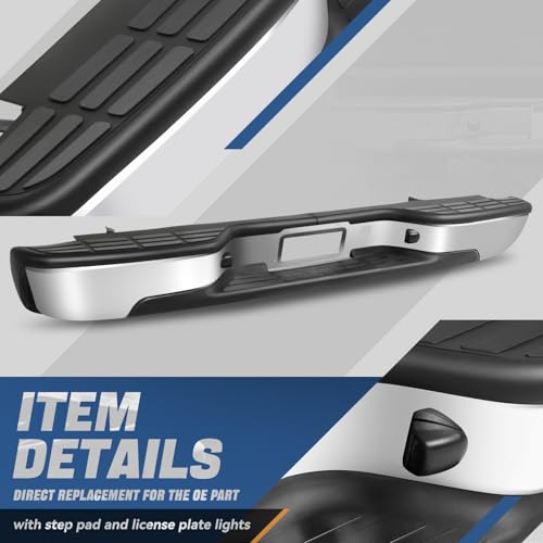 Image of Auto Dynasty Rear Step Bumper for 99-06 Silverado Sierra 1500 2500, Chrome