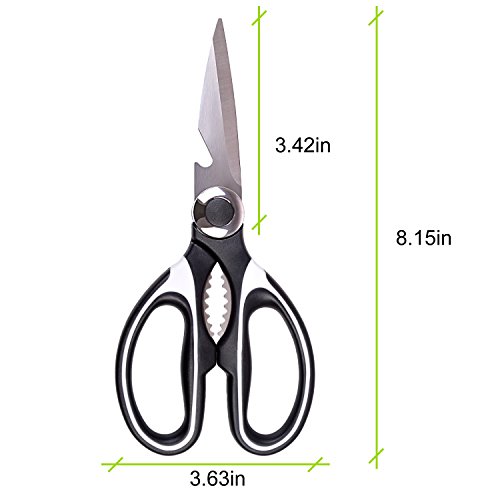 Clear Style Kitchen Shears Stainless Steel Utility Scissors Heavy Duty Multipurpose Kitchen Scissors, Dishwasher Safe, Perfect For Preparing Beef, Chicken, Vegetables, Fish, Black And White (2 Pack) #TOP1
