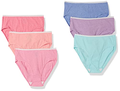 Hanes Girls' Underwear, Ribbed Moisture-Wicking Tagless Panties, Hipster & Brief, 6-Pack