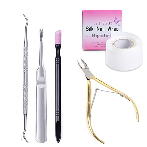 Coulorbuttons Peaux mortes à quartz Pusher cuticules de soie Vernis à ongles nail Wrap renforcer d'écran avec Doré à ongles Pince à cuticules Clipper