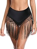 Women's Swimsuit Bikini Bottom - High Waisted Tassel Fringe Swimwear Thong Briefs Beachwear M