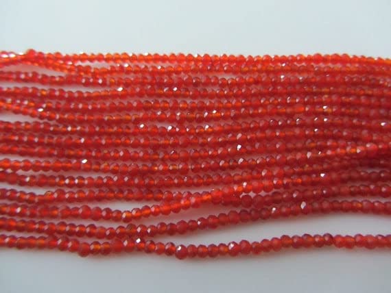 Carnelian 14 Inches string Faceted Rondelle perles cornaline fine 2mm