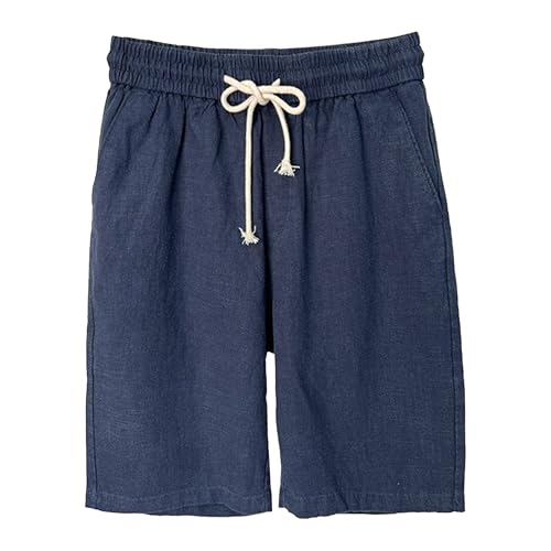Shorts de lino para hombre con cintura elástica miniatura 1