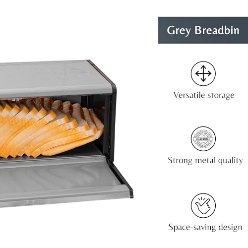 Innoteck Bread Bin With Magnetic Lid Spacious Kitchen Bread Storage Box Large Capacity Storage Container Easy To Clean Durable for Homemade Bread, Toast, Doughnut & Cookies, Grey - Cosy Home Interiors Innoteck Bread Bin With Magnetic Lid Spacious Kitchen Bread Storage Box Large Capacity Storage Container Easy To Clean Durable for Homemade Bread, Toast, Doughnut & Cookies, Grey - Image 3