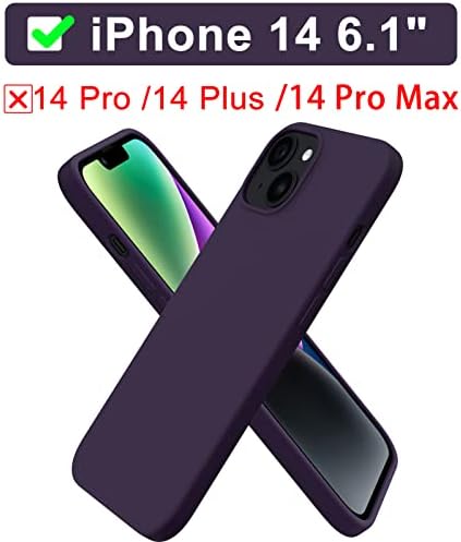 ORNARTO Compatible with iPhone 14 Case 6.1", Slim Liquid Silicone 3 Layers Full Covered Soft Gel Rubber Case Cover 6.1 inch-Blue