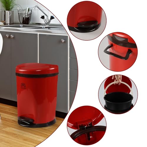 Caneca de basura redonda de 2.6 galones con tapa y pedal miniatura 3