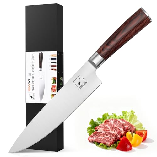imarku 8 Inch Chef Knife,Professional High Carbon Stainless Steel Kitchen Knife,Razor Sharp Knife With Ergonomic Pakkawood Handle