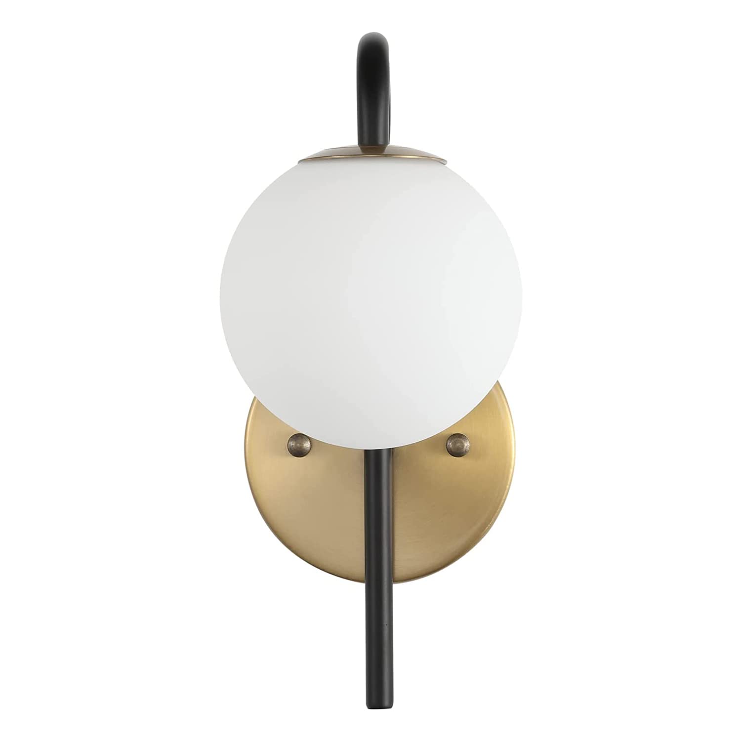 Nowoczesna przemysłowa lampa ścienna, oprawa ścienna ze szklaną kulką 12 cm, 1-D, do łazienki, sypialni lub salonu/mosiądzu + czarna