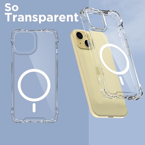 Image of Amazon Basics Back Cover for iPhone 15 Plus Mag-Safe Shockproof PC + TPU Protective Case Magnetic Support Bumper Case (Transparent Mag-Safe)