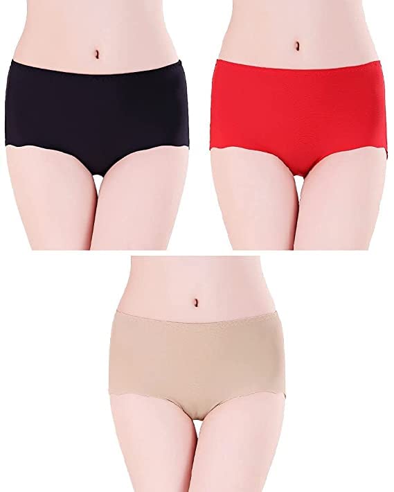 Image of LOURYN KOULYN Women's Ice Silk Seamless Hipster Panties(S to 3XL) (Pack of 3)
