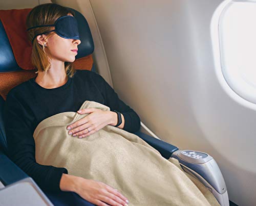 Americanflat Conjunto de cobertor de viagem e travesseiro – cobertor de avião macio 2 em 1 com alça