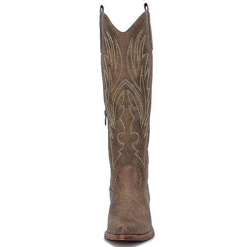 Image of GLOBALWIN Women's The Western Cowboy Cowgirl Embroidered Knee High Boots