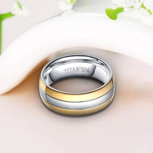 Anillo de titanio para hombre alianza de boda bicolor de 6 mm 3