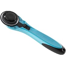 TrueCut Straight Rotary Cutter - 45mm Ergonomic Wheel Cutter for Fabric & Crafting - Left or Right-Handed - Track-and-Guide Ruler - Quilting and Sewing Supplies
