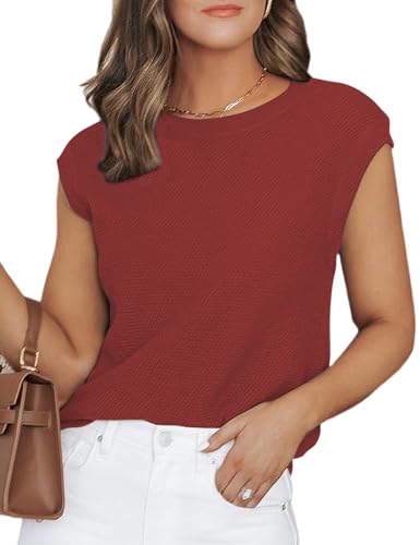 Image of CiCiBird Women Summer Cap Sleeve Sweaters Knit Crew Neck Pullover Tank Tops 2025 Casual Trendy Shirt