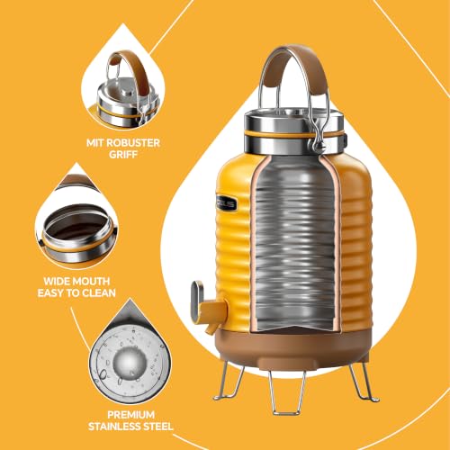 Image of IDEUS Insulated Beverage Dispenser 1.4gal, Drink Container Sunset | All-in-one Vacuum Double Wall Stainless Steel Water Cooler for Camping and Party Leakroof with Handle, Spigot & Stand