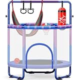 Yohood 55' Trampoline for Kids with Enclosure, 6-in-1 Toddler Trampoline Indoor Outdoor, Upgrade Full Anti-Rust Tube with Adjustable Gymnastics Bars for Boys Girls