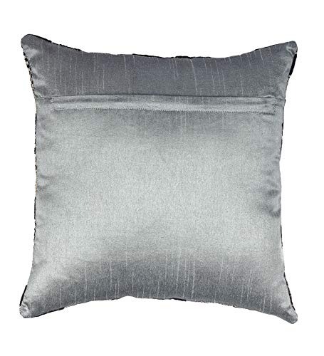 Image of ANAIA Box Texture Polyester Cushion Cover, 16x16 Inch, Grey & Black (Set of 3)