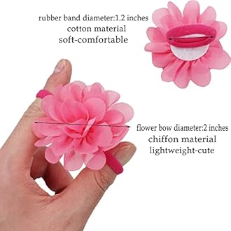 50PCS Toddler Girls Hair Ties Hair Scrunchies 2inch Chiffon Flower Hair Bows Rubber Bands Hair Ties Soft Elastics Ponytail Holders Hair Accessories for Infants Toddlers Kids Children Set of 25 Pairs