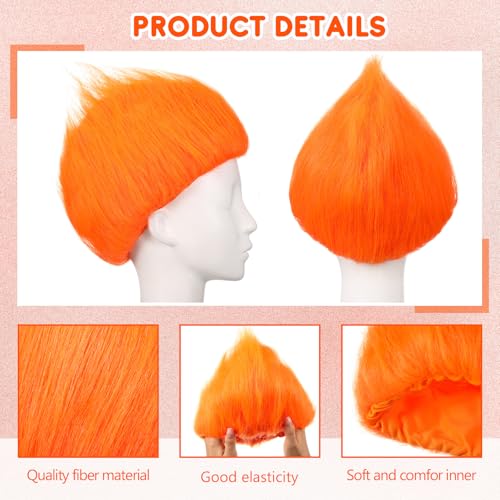 Image of Geyoga 1 Pcs Funny Wig Crazy Hair for Halloween Party,Orange | Funny Colorful Wig Adults Use, Unisex Funky Hairband, Halloween Mardi Gras Cosplay Costume Party Accessories