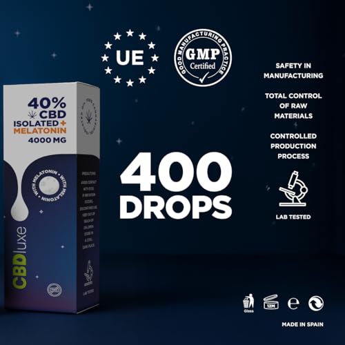 CBDluxe | Huile de CBD 40% Isolat (+Mélatonine)| Puissance Maximale | Pureté Optimale | 4000 mg | 0% THC | Testée en Laboratoire | Certifiée CPNP (10ml) – Image 5
