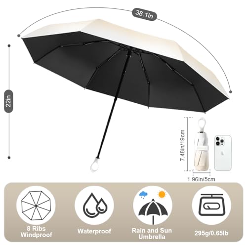 Image of PALAY Mini Sun Umbrella UPF 50+ Sun Protective Sun Umbrella with Black Liner 6 Strong Ribs Design Fashion Outdoor Folding Umbrella Travel