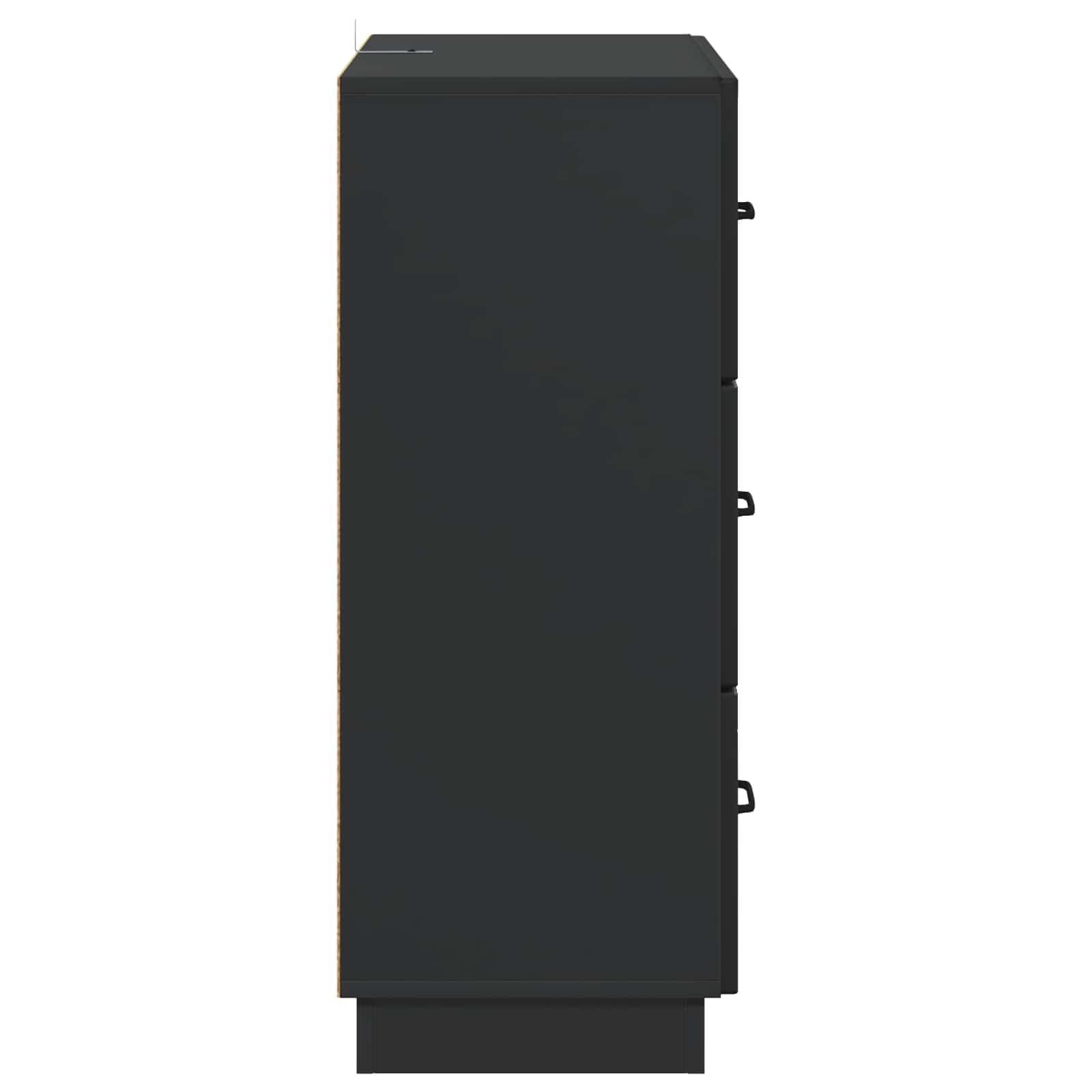 Mobile con 3 Cassetti Nero 66x34,5x87 cm Legno Ingegnerizzato | Cassettiera autoportante salvaspazio per soggiorno e studio, ideale per organizzare documenti e accessori quotidiani.