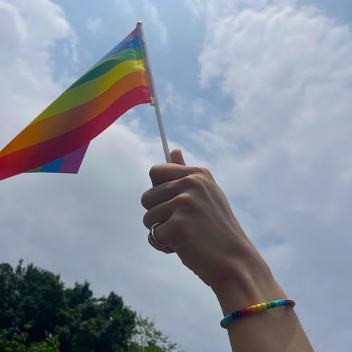 Rainbow Beaded Bracelet, Pride Accessories, LGBTQ+ Gay Lesbian Queer Bi Trans Jewelry, Pride Gifts2