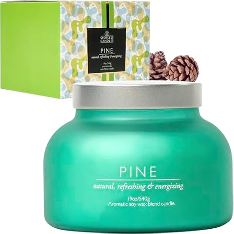 Pine Candle in Elegant Green Jar Cover