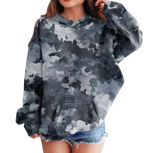 Hoodies For Girls Cute Camo Long Sleeve Sweatshirt Hooded Casual